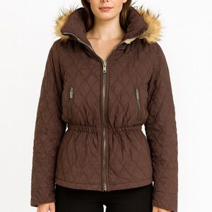 Postcard Italy Brown Quilted Fur Ski Jacket